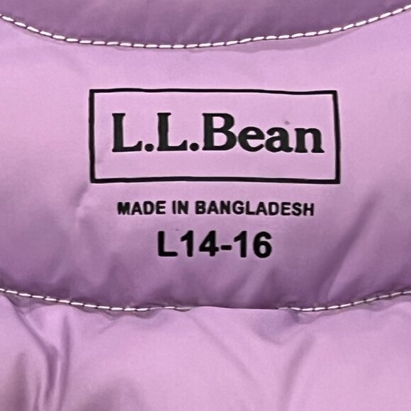 LL Bean Girls Down Puffer Vest, Purple L 14/16 - Picture 3 of 9
